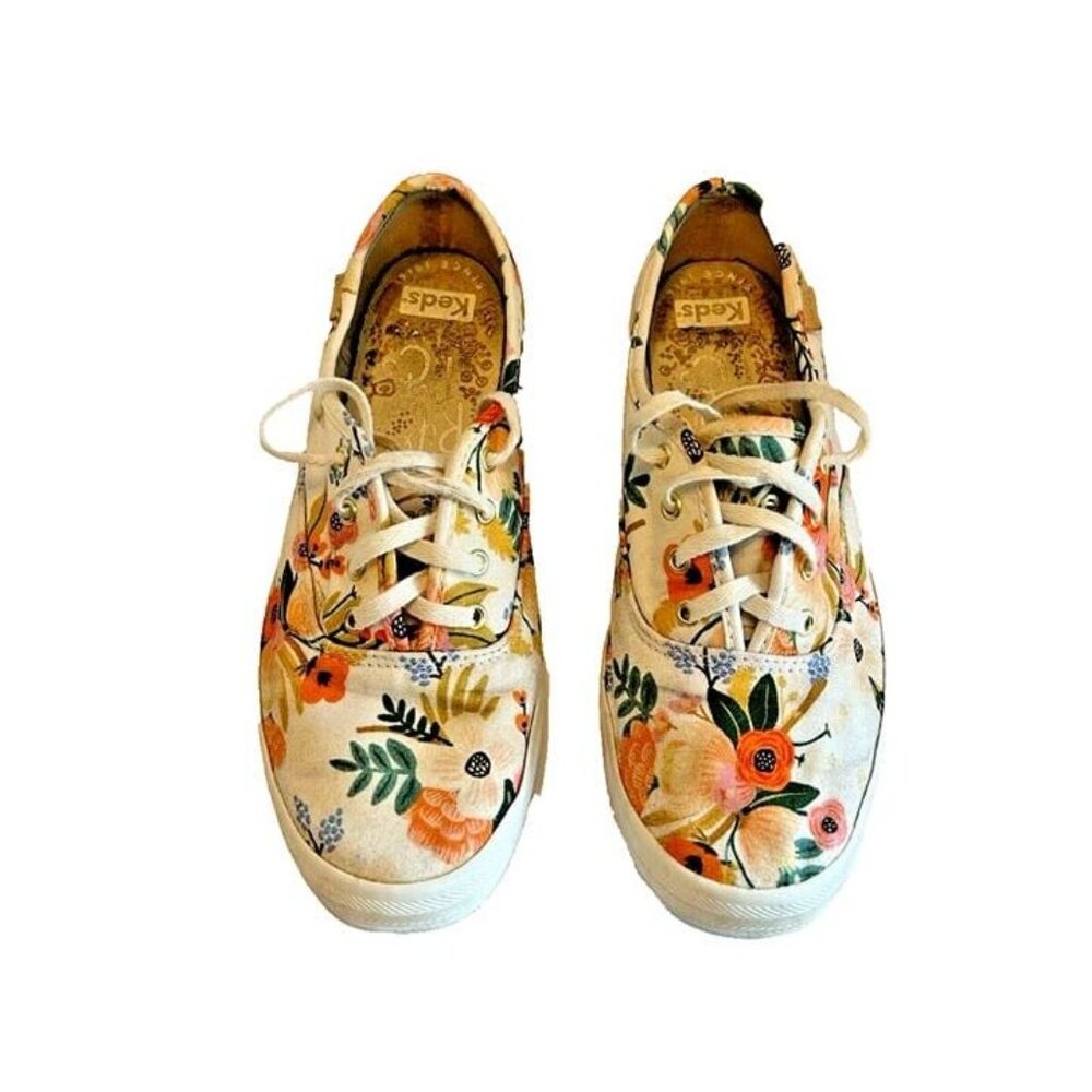 KEDS Rifle Paper Co Woman 6.5 Lively Floral Garden Print Canvas Lace Up Sneakers